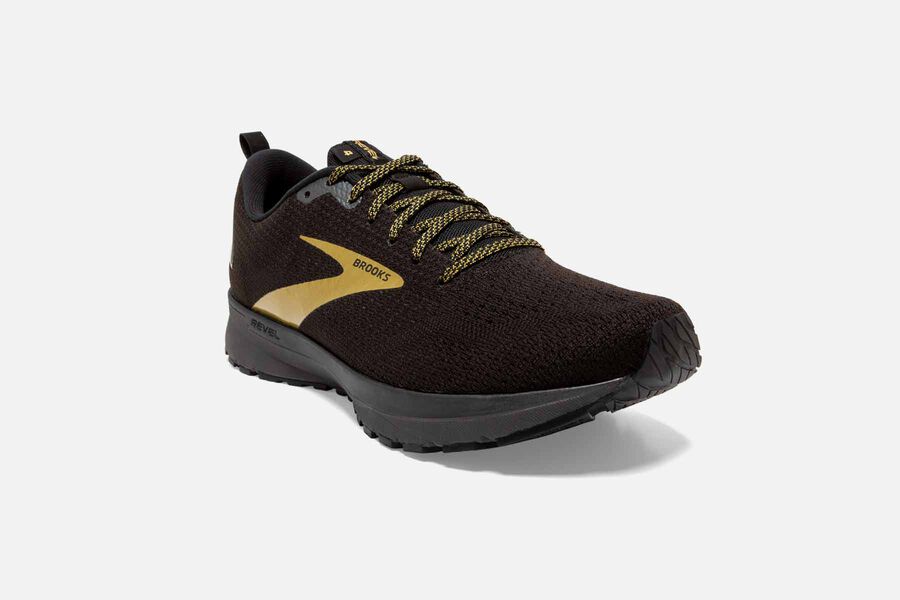 Brooks Revel 4 Road Löparskor Herr - Svarta/Guld - 1302-QYANP